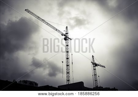 Crane And Building Construction Site