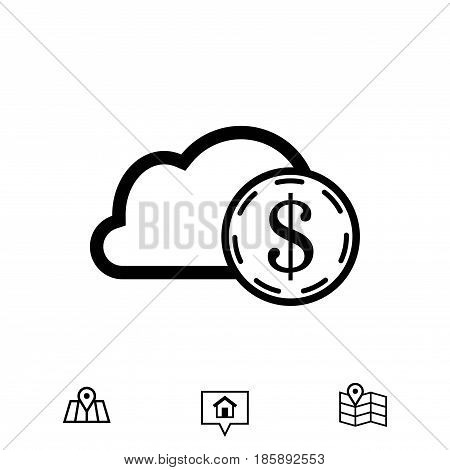 dollar money cloud  icon stock vector illustration flat design