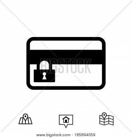 card credit lock icon stock vector illustration flat design
