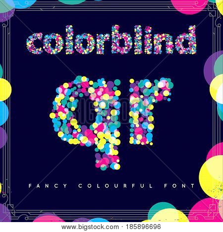 Set of Colorblind Style Font in Vector. Fresh trendy colors.