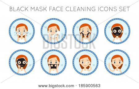 Vector Face Cleaning And Care Actions Set