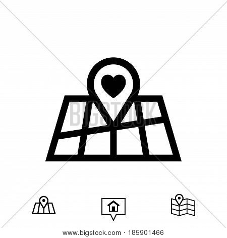 pointer pin up icon with heart stock vector illustration flat design