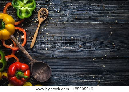 Top View Of Sliced Bell Peppers