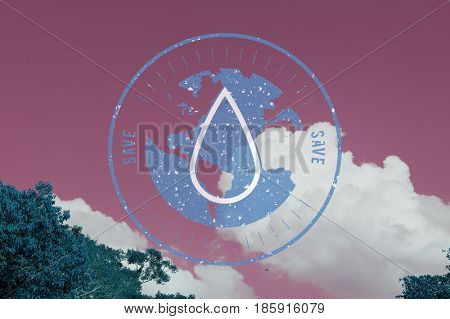 Save Water Droplet Graphic Circle Round Badge Vector