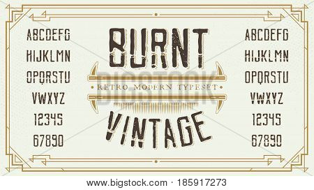 Vintage Retro Font with Sample Text. Handcrafted Decoration Font.
