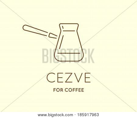 Vector Coffee Accessories Icon with Letter Sign can be used as Logotype