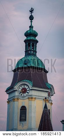 Clock tower dome in the town of Krems austria