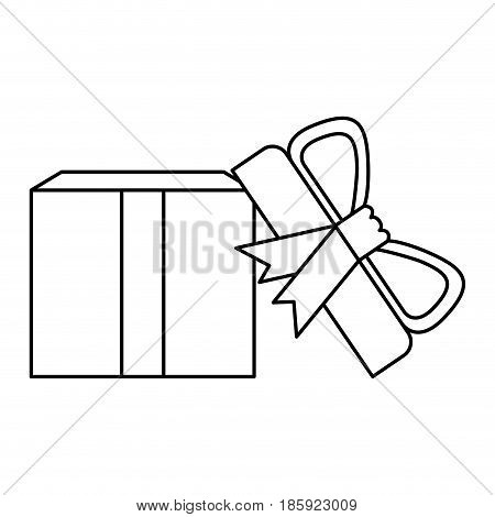 black silhouette of opened gift box with decorative ribbon and topknot vector illustration