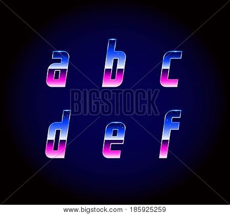 80s Retro Futurism Sci-Fi Font Alphabet Vector