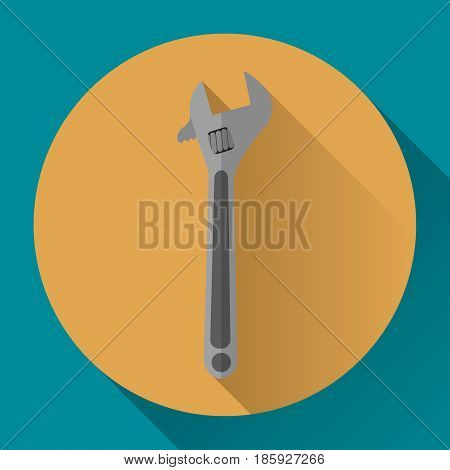 vector circle flat icon adjustable wrench orange
