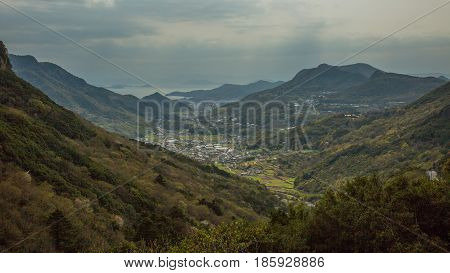 Typical Japanese island view, spring Shodoshima view