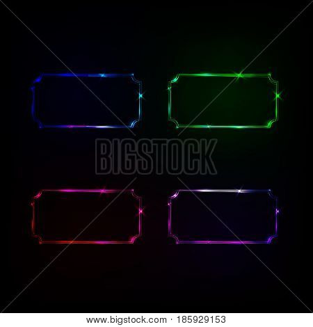 vector neon frame banner blue green red violet