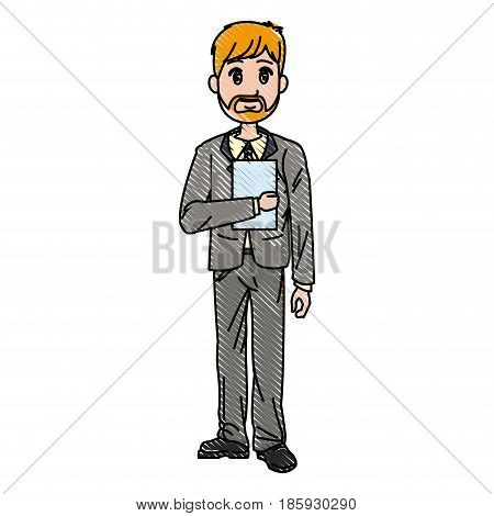 young business man standing with his hands vector illustration