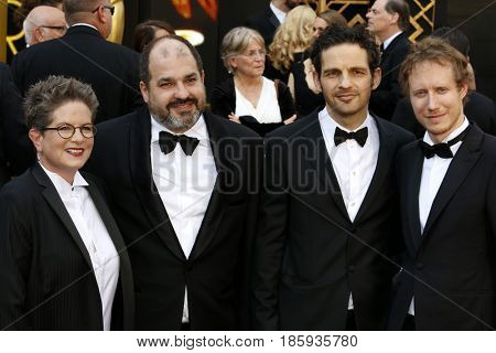 Laszlo Nemes and Geza Rohrig at the 88th Annual Academy Awards held at the Hollywood & Highland Center in Hollywood, USA on February 28, 2016.