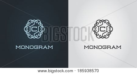 Set of Compact Monogram Design Template with Letter Vector Illustration Premium Elegant Quality