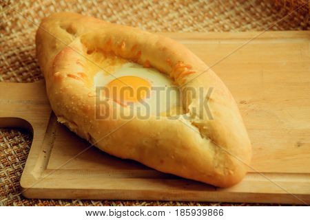 Khachapuri In Adjara With The Egg. The Georgian Cuisine.