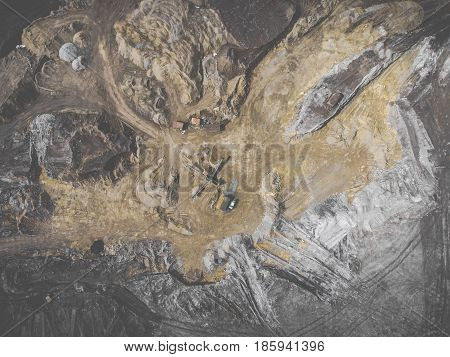 Aerial View Over The Building Materials Processing Factory. Sand Mine. View From Above.