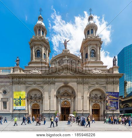 Catedral Metropolitana De Santiago On Plaza De Armas, Chile