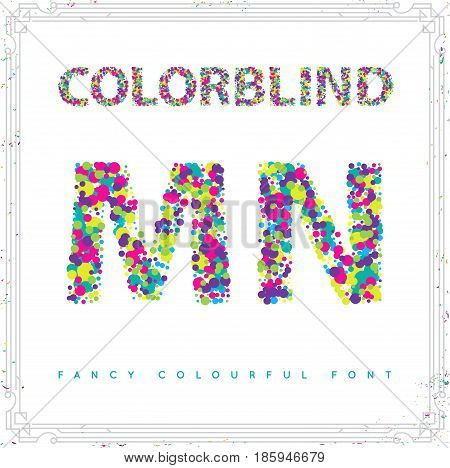 Set of Colorblind Style Font in Vector. Fresh trendy colors.