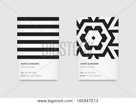 Vector Minimal Propaedeutics Black and White Graphic Trendy Vertical Business Cards Set