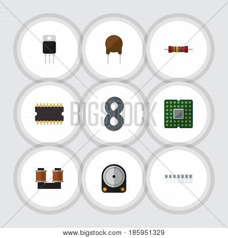 Flat Appliance Set Of Unit, Memory, Triode And Other Vector Objects. Also Includes Triode, Random, Memory Elements.
