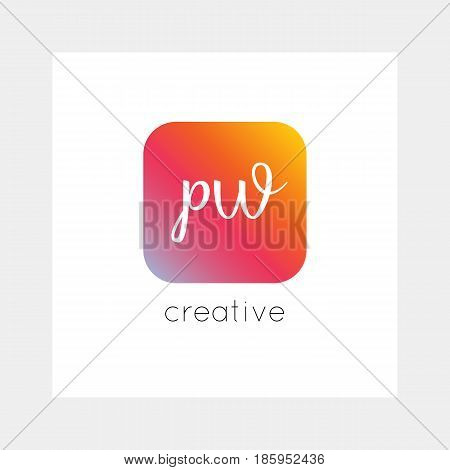 PW logo, vector. Useful as branding, app icon, alphabet combination, clip-art.