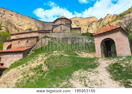 Panoramic view of ancient Shio-Mgvime monastery near Mtskheta, Georgia