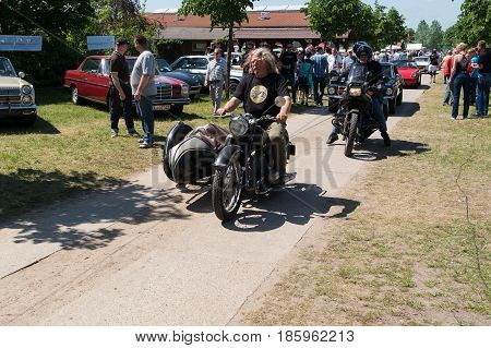 Paaren Im Glien, Germany - May 19: Bikers At The Exhibition, 