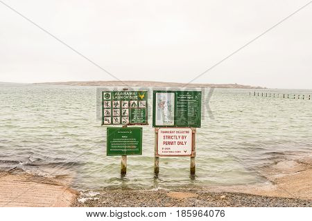 LANGEBAAN SOUTH AFRICA - MARCH 31 2017: A boat launching site at Langebaan on the Atlantic Coast of the Western Cape Province