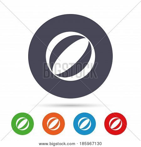 Beach ball sign icon. Water ball. Round colourful buttons with flat icons. Vector
