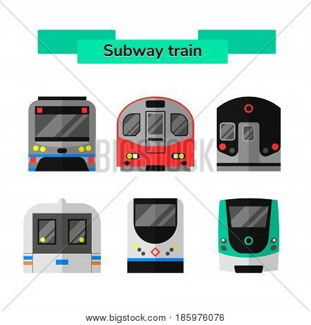 set vector flat icons subway train metro