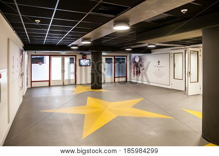 Amsterdam, Netherlands - April, 2017: Interior view of Amsterdam Ajax Football Arena