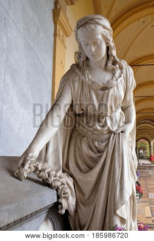 ZAGREB, CROATIA - OCTOBER 10: Petar Preradovic grave on a Mirogoj cemetery in Zagreb, Croatia on October 10, 2015.