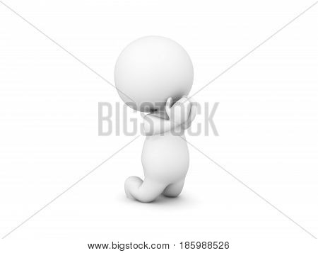 3D Character begging or praying on his knees. This image can be used in a religious context or in one where someone is begging.
