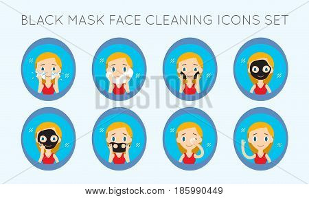 Vector Face Cleaning And Care Actions Set