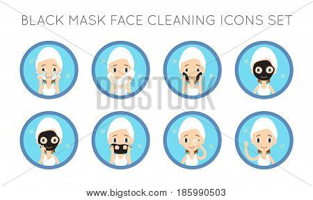 Vector Face Cleaning And Care Actions Set