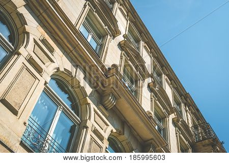 Restored Facade Of Old Apartment Building In Berlin