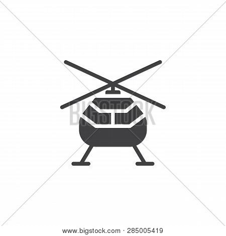 Helicopter Front View Vector Icon. Filled Flat Sign For Mobile Concept And Web Design. Military Heli