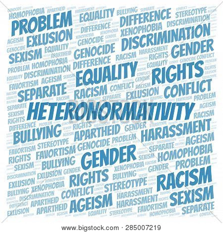 Heteronormativity - Type Of Discrimination - Word Cloud. Wordcloud Made With Text Only.