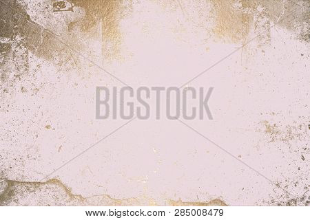 Light Pink Texture with Gold. Luxury Texture. Pink Gold Background.