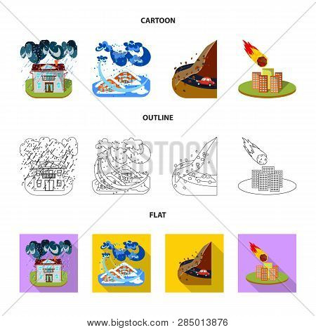 Isolated Object Of Weather And Distress Logo. Collection Of Weather And Crash Vector Icon For Stock.