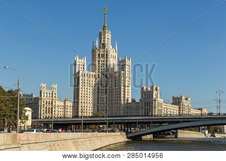Moscow, Russia- 21 September 2014: View Of Kotelnicheskaya Embankment Building, One Of Seven Stalini