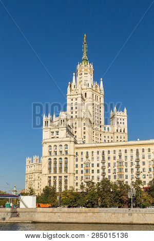 Moscow, Russia- 21 September 2014: View Of Kotelnicheskaya Embankment Building, One Of Seven Stalini