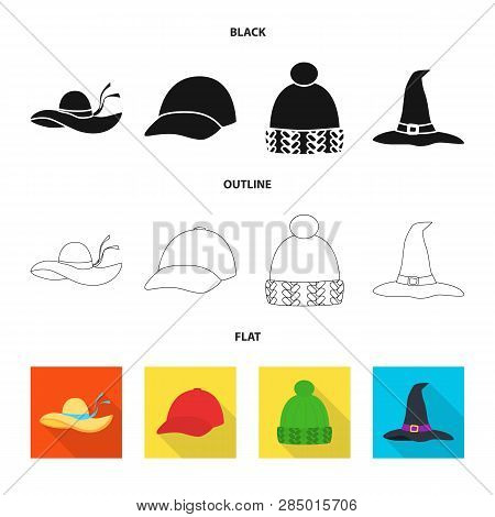 Isolated Object Of Clothing And Cap Logo. Set Of Clothing And Beret Vector Icon For Stock.