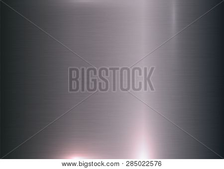 Metallic Polished Background Template. Metal Texture With Color Glare. Aluminum Textured Surface Bac