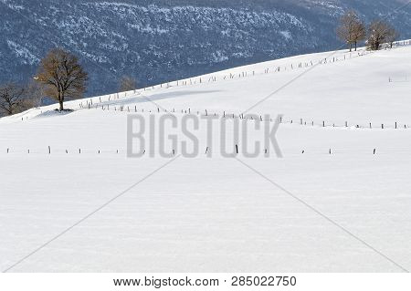 Winter Landscape On The Plateau Of Vercors In French Alps