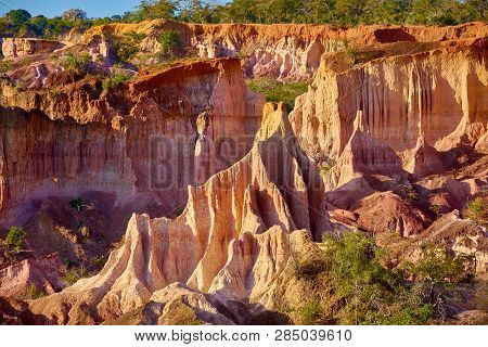 View Of The Marafa Canyon In Kenya. Hells Kitchens A Gigantic Canyon-shaped Space Caused By Soil Ero