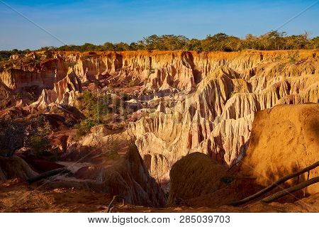 View Of The Marafa Canyon In Kenya. Hells Kitchens A Gigantic Canyon-shaped Space Caused By Soil Ero