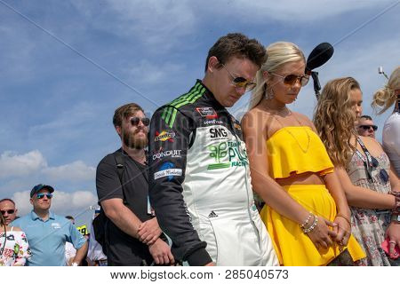 February 16, 2019 - Daytona Beach, Florida, USA: Gray Gaulding (08) gets ready for the NASCAR Racing Experience 300 at Daytona International Speedway in Daytona Beach, Florida.
