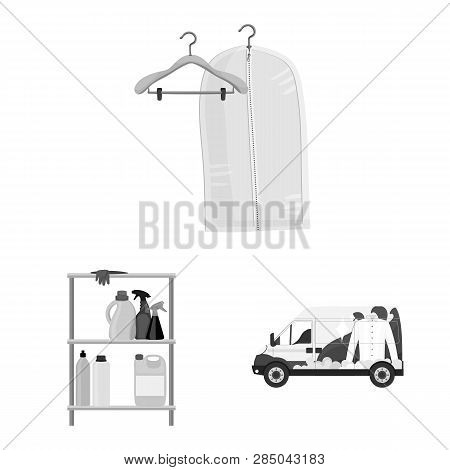 Isolated Object Of Laundry And Clean Logo. Set Of Laundry And Clothes Stock Vector Illustration.